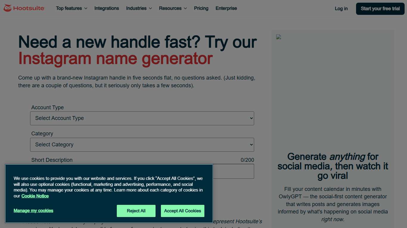 Instagram Name Generator Generate Instagram Handle Ideas